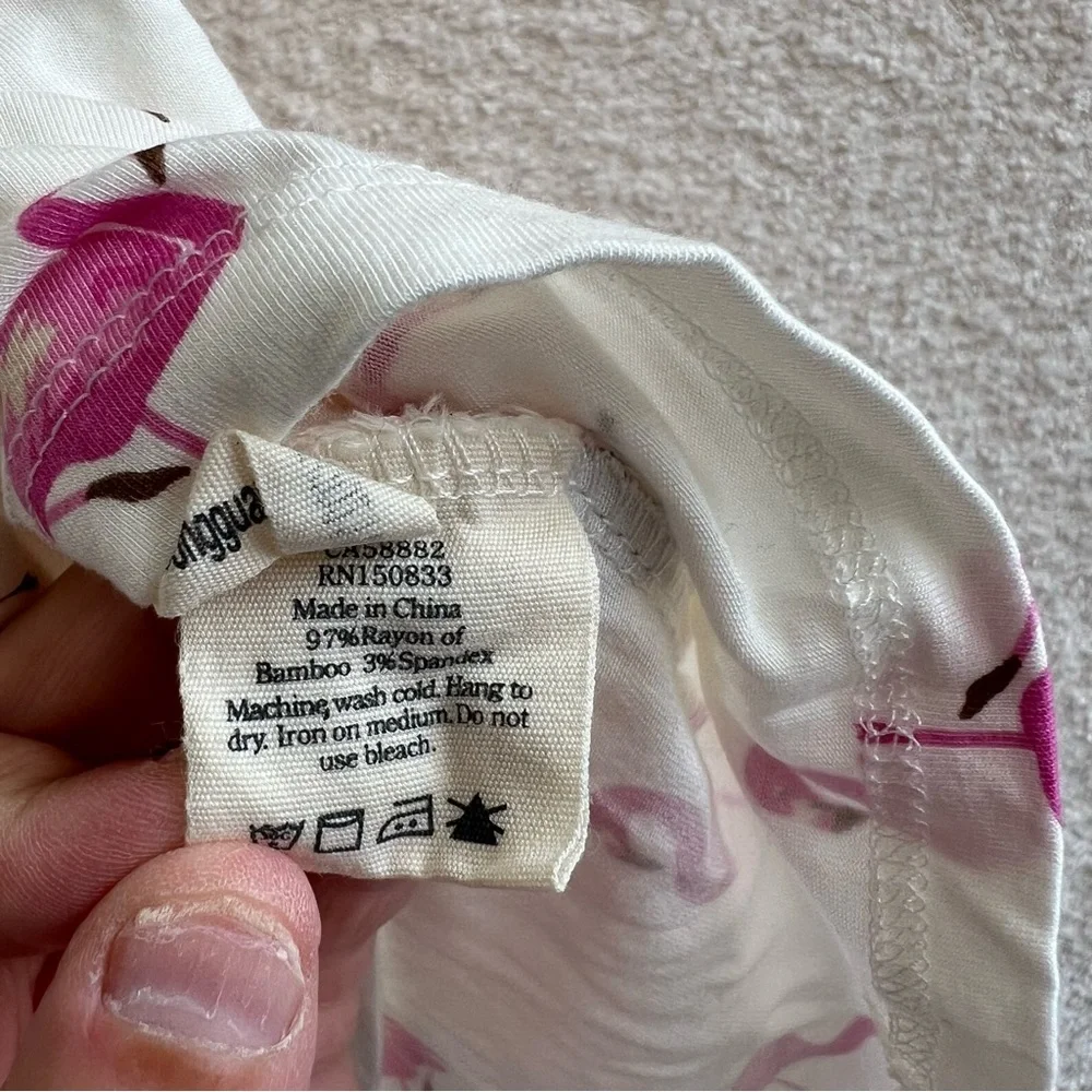 Kyte BABY White Pajama Top with Pink Flamingo Print